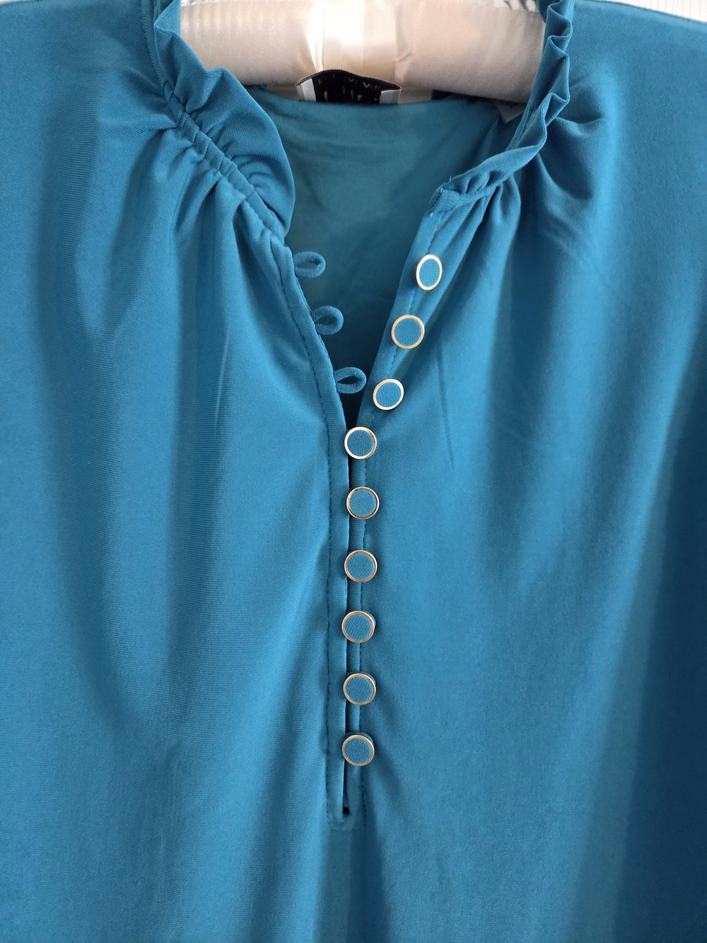 Elie Tahari Teal Ruffle-Neck Tank Size M - Picture 2 of 11